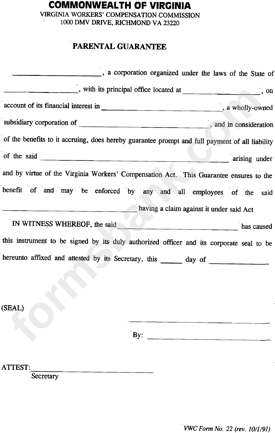 form-22-parental-guarantee-printable-pdf-download