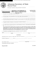 Application For The Registration Of Limited Liability Limited Partnership Form
