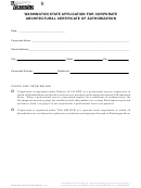 Washington State Application For Corporate Architectural Certificate Of Authorization Form - 2000