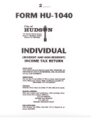 Form Hu-1040 - Individual Income Tax Retirn Instructions - City Of Hudson