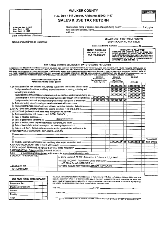Sales / Use Tax Return Form - Walker County