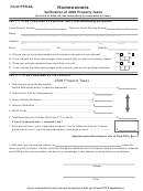 Form Ptr-2a - Homeowners Verification Of 2005 Property Taxes