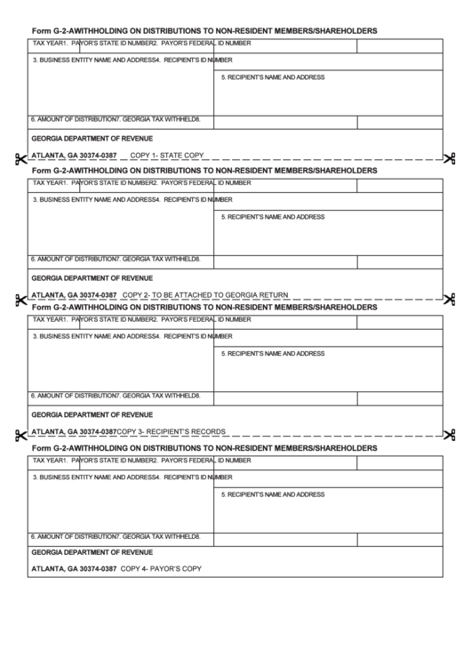 Form G-2-A - Withholding On Distributions To Non-Resident Members/shareholders F Printable pdf