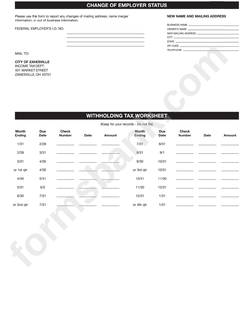 Form Ba-13 - Employer Municipal Withholding Booklet