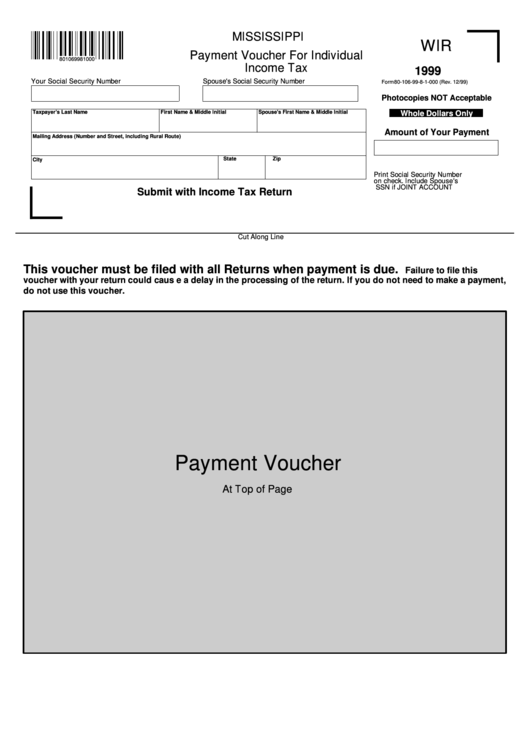 Payment Voucher For Individual Income Tax Form Printable pdf