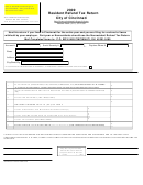 Resident Refund Tax Return Form - City Of Cincinnati - 2009