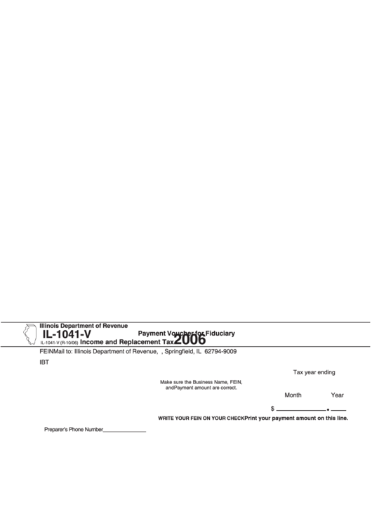 Form Il-1041-V - Payment Voucher For Fiduciary Income And Replacement Tax - 2006 Printable pdf