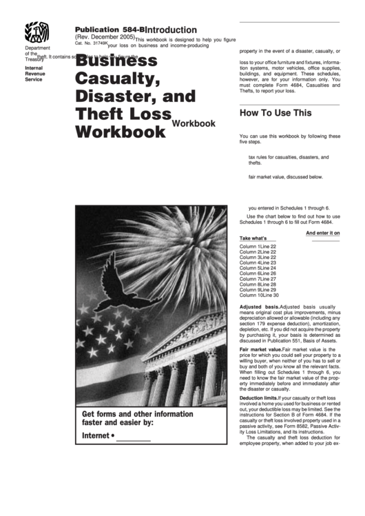 Publication 584-B - Business, Casualty, Disaster, And Theft Loss Workbook Printable pdf