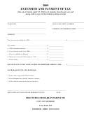 Extension And Payment Of Tax Form - City Of Monroe - 2009