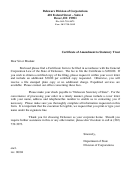 Certificate Form Of Amendment To Statutory Trust (2004)