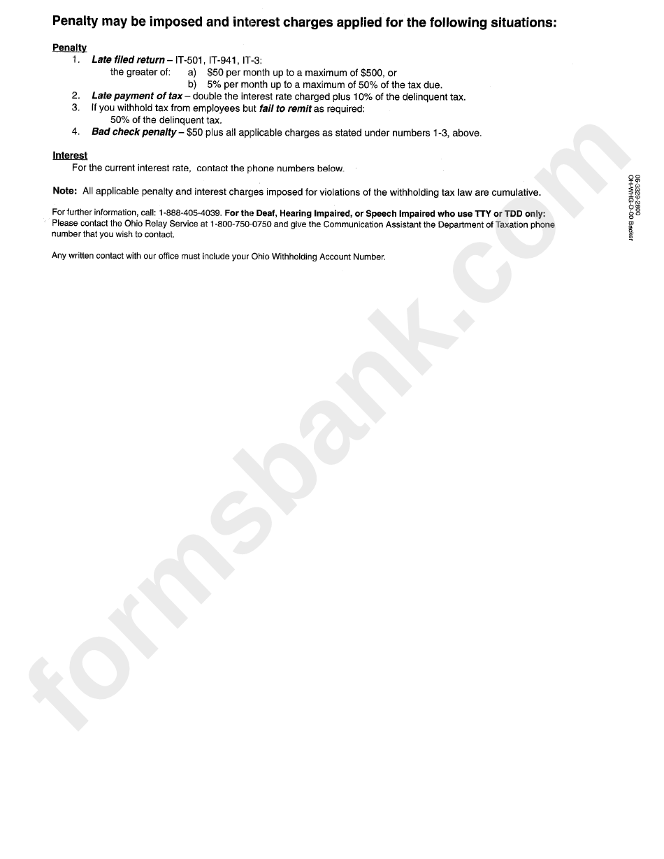 Instructions For Form It-501 Employer Withholding