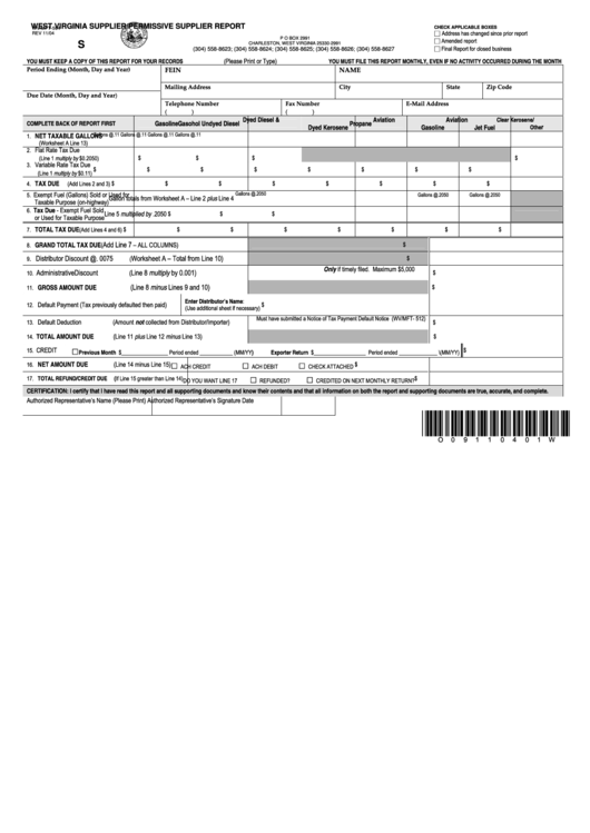 Form Wv/mft-50 - West Virginia Supplier/permissive Supplier Report Printable pdf