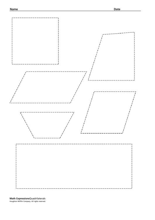 Math Expressions Worksheet - Quadrilaterals Printable pdf