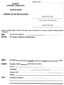 Form Mnp-6 - Certificate Of Organization Form - Secretary Of State - Maine