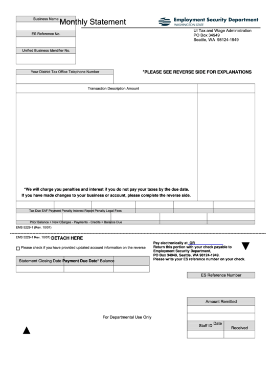 Monthly Statement Form Printable pdf