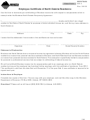 Montana Form Nr-2 - Employee Certificate Of North Dakota Residence - 2009