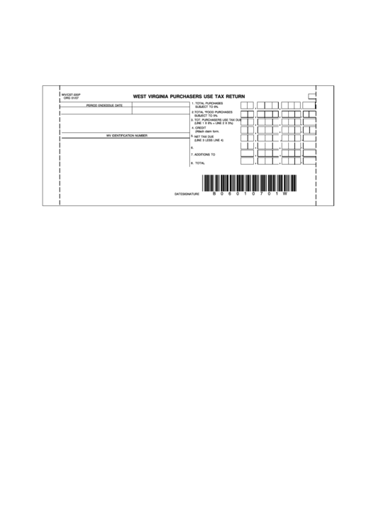 Form Wv/cst-220p - West Virginia Purchasers Use Tax Return Printable pdf