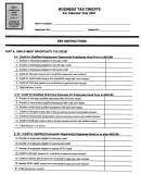 Business Tax Credits For Calendar Year 2001 Form - Maryland Printable pdf