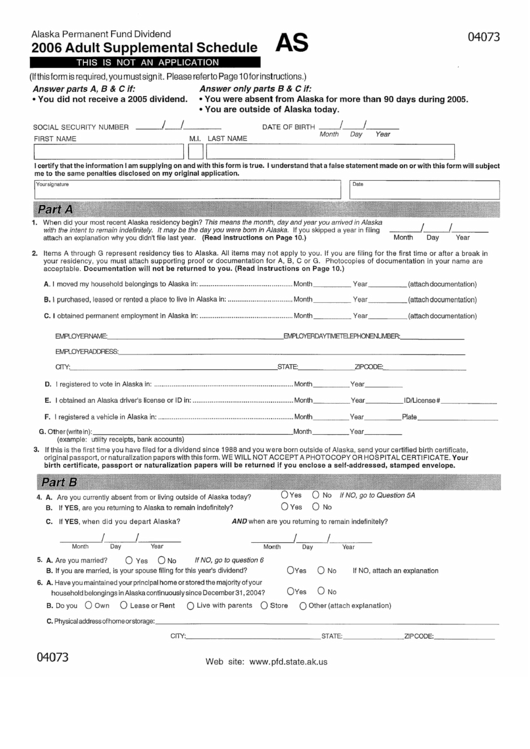 Form 04073 - Adult Supplemental Schedule Printable pdf