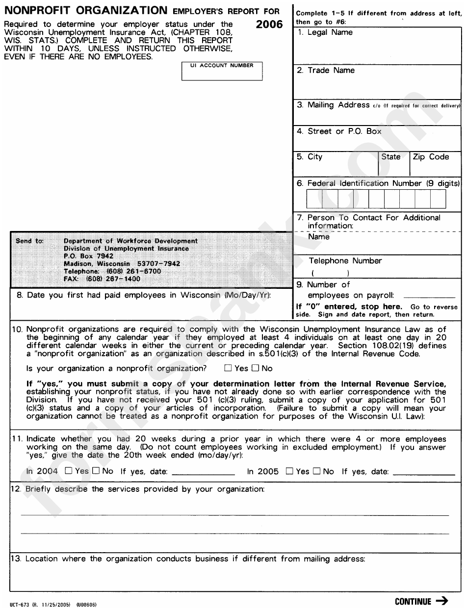 Form U00607 - Nonprofit Organization Employer