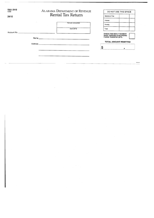Rental Tax Return Form Printable pdf