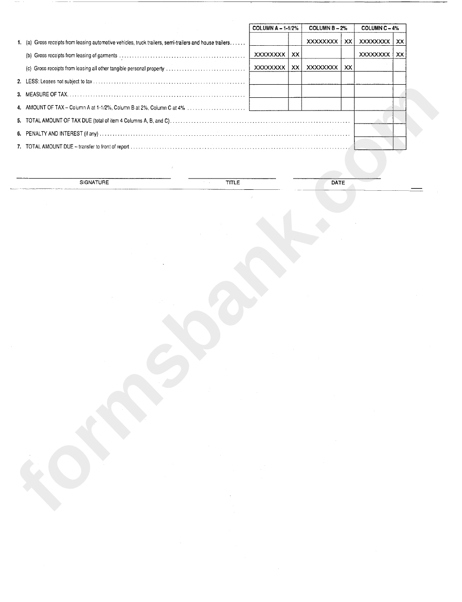 Rental Tax Return Form