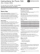 Instructions For Form 720 - Quarterly Federal Excise Tax Return - 2009