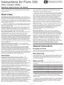 Instructions For Form 720 - Quarterly Federal Excise Tax Return - 2008 Printable pdf
