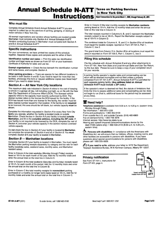 Instructions For Form St-101.5-Att Annual Schedule N-Att printable pdf ...