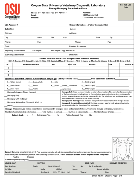 Biopsy/necropsy Submission Form