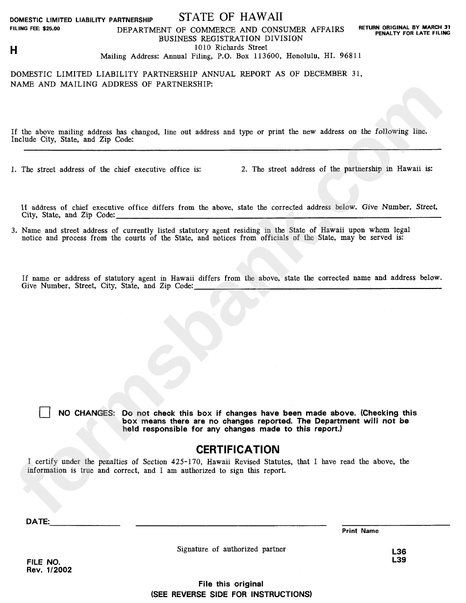 Domestic Limited Liability Partnership Annual Report