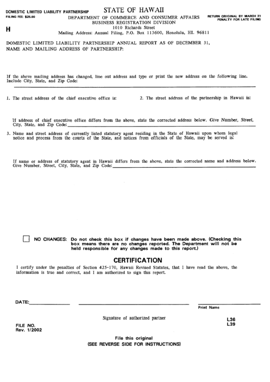 Domestic Limited Liability Partnership Annual Report Printable pdf