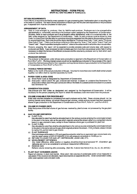 Instructions - Form Pr(1a) - Louisiana Printable pdf