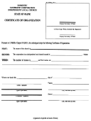 Certificate Of Organization Form (domestic Nonprofit Corporation, Independent Local Church) - State Of Maine
