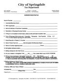 Business Registratuin Form - City Of Springdale Tax Department