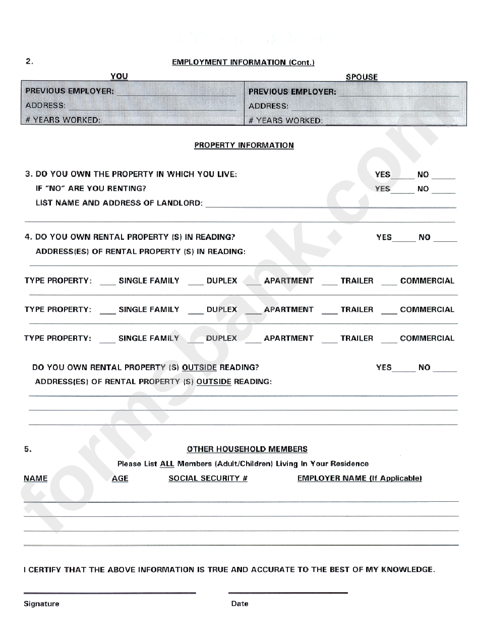 Resident Registartion Form - City Of Readig
