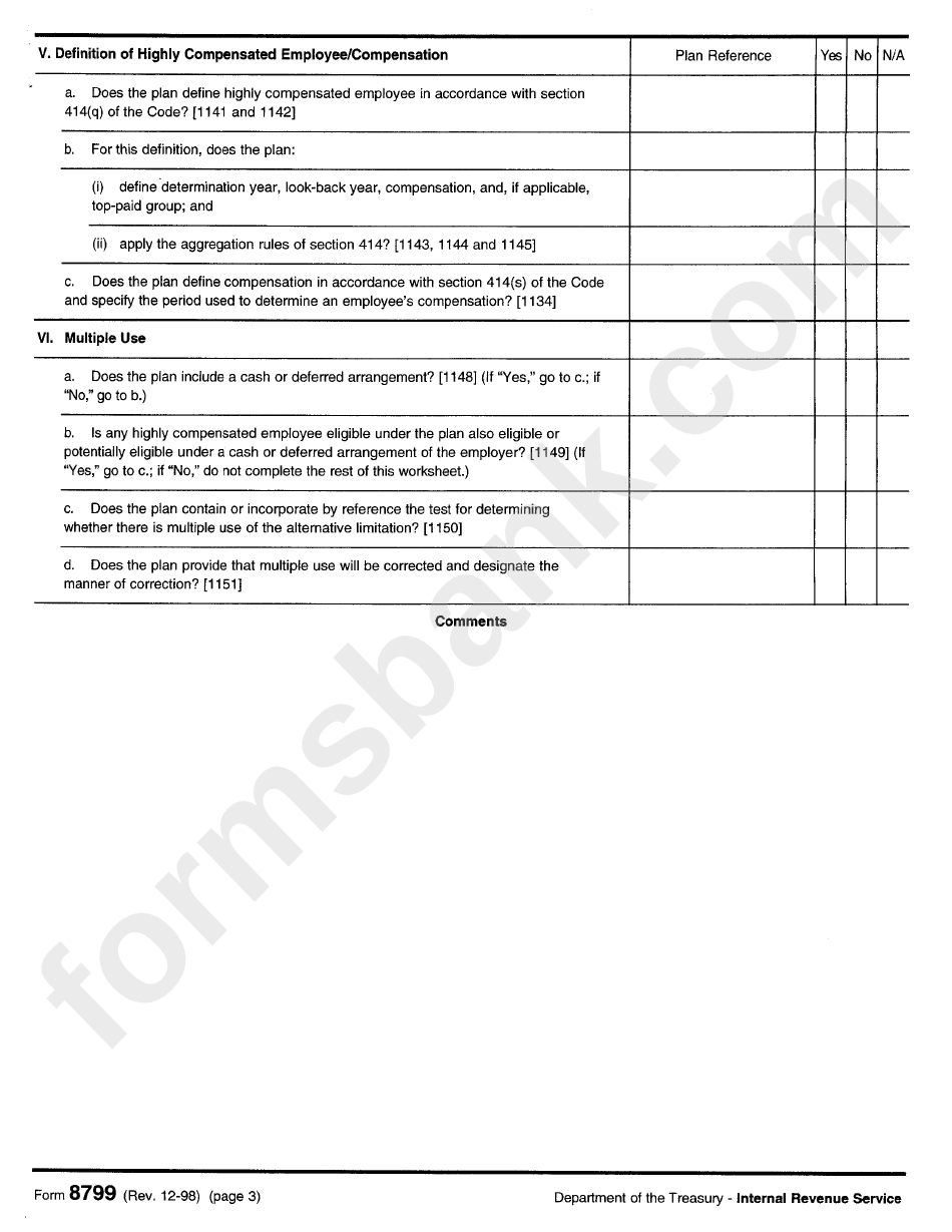 Form 8799 - Employee Benefit Plan
