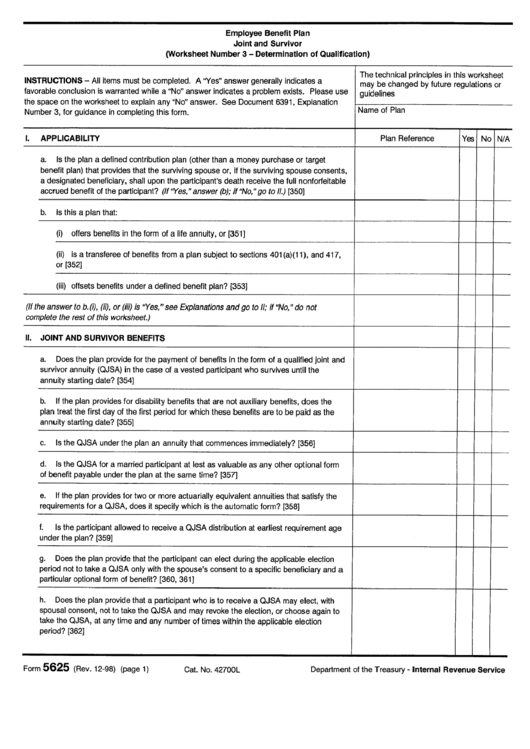 Form 5625 - Employee Benefit Plan Printable pdf
