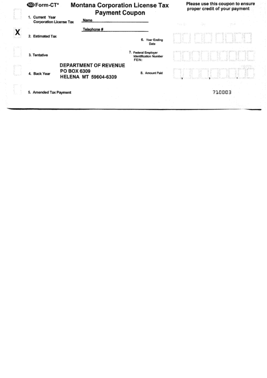 Form -Ct - Payment Coupon Printable pdf