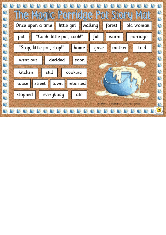 The Magic Porridge Pot Story Mat Template Printable pdf