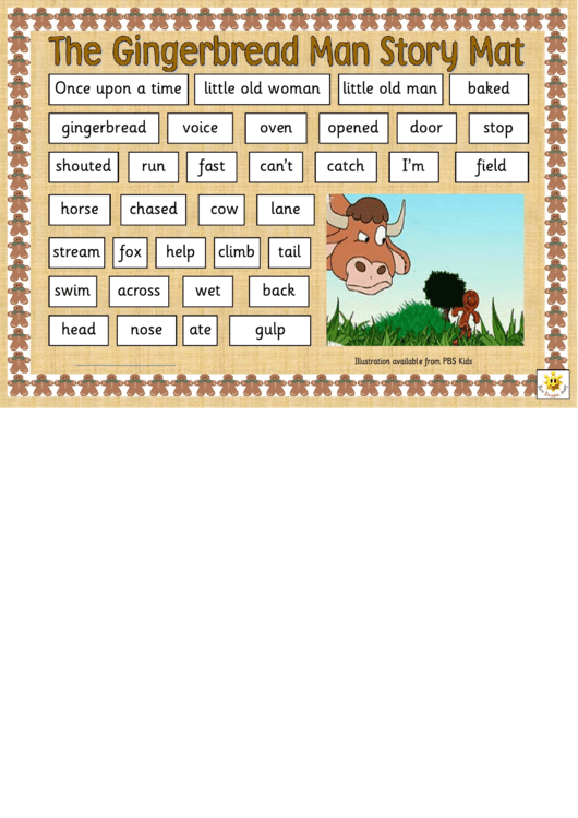 The Gingerbread Man Story Mat Template Printable pdf