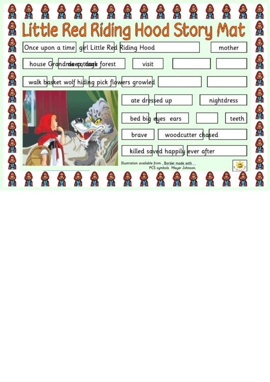 Little Red Riding Hood Story Mat Template Printable pdf