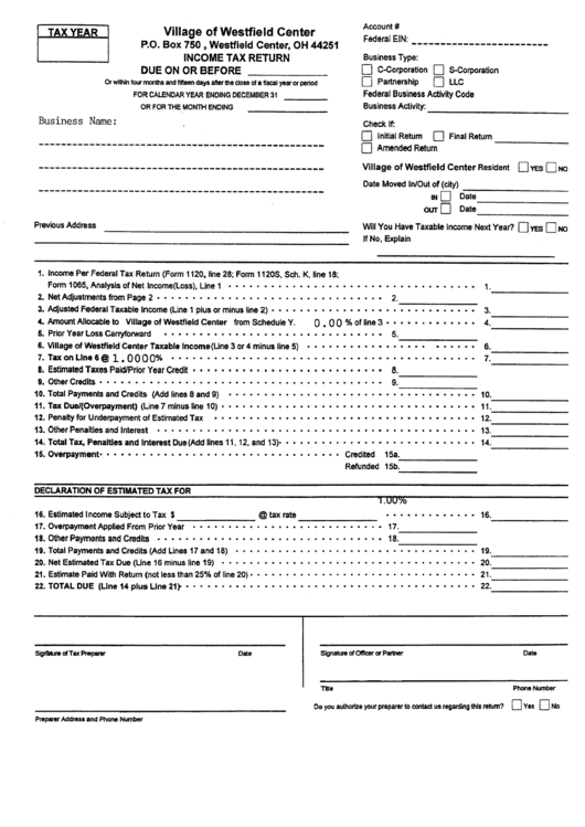 Tax Forms Ohio Printable Printable Forms Free Online