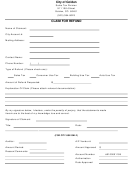 Claim For Refund Form - City Of Golden Sales Tax Division