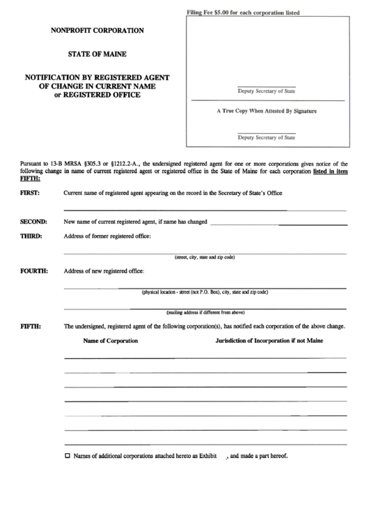 Form Mnpca-3b - Notification By Registered Agent Of Change In Current Name Or Registered Office Printable pdf