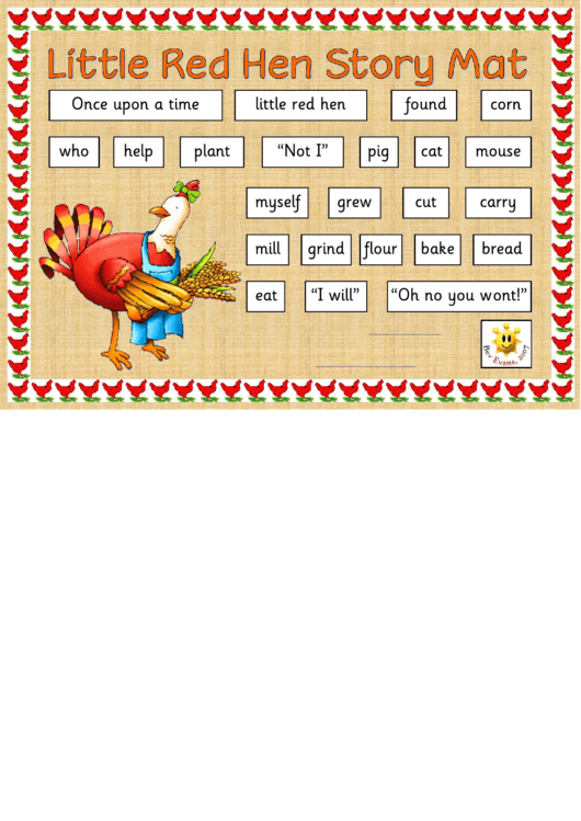 Little Red Hen Story Mat Template Printable pdf