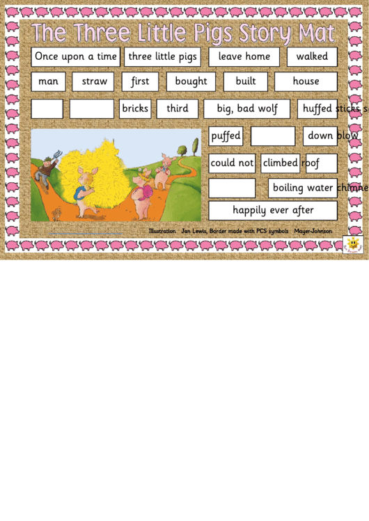 The Three Little Pigs Story Mat Template Printable pdf