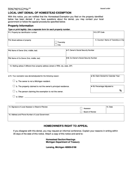 form-lps-2742-local-unit-denial-of-homestead-exemption-printable-pdf