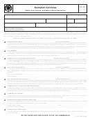 Form Tc-721 - Exemption Certificate (sales, Use, Tourism, And Motor Vehicle Rental Tax)