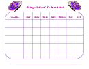 Things I Need To Work On Behaviour Chart - Violet Butterfly